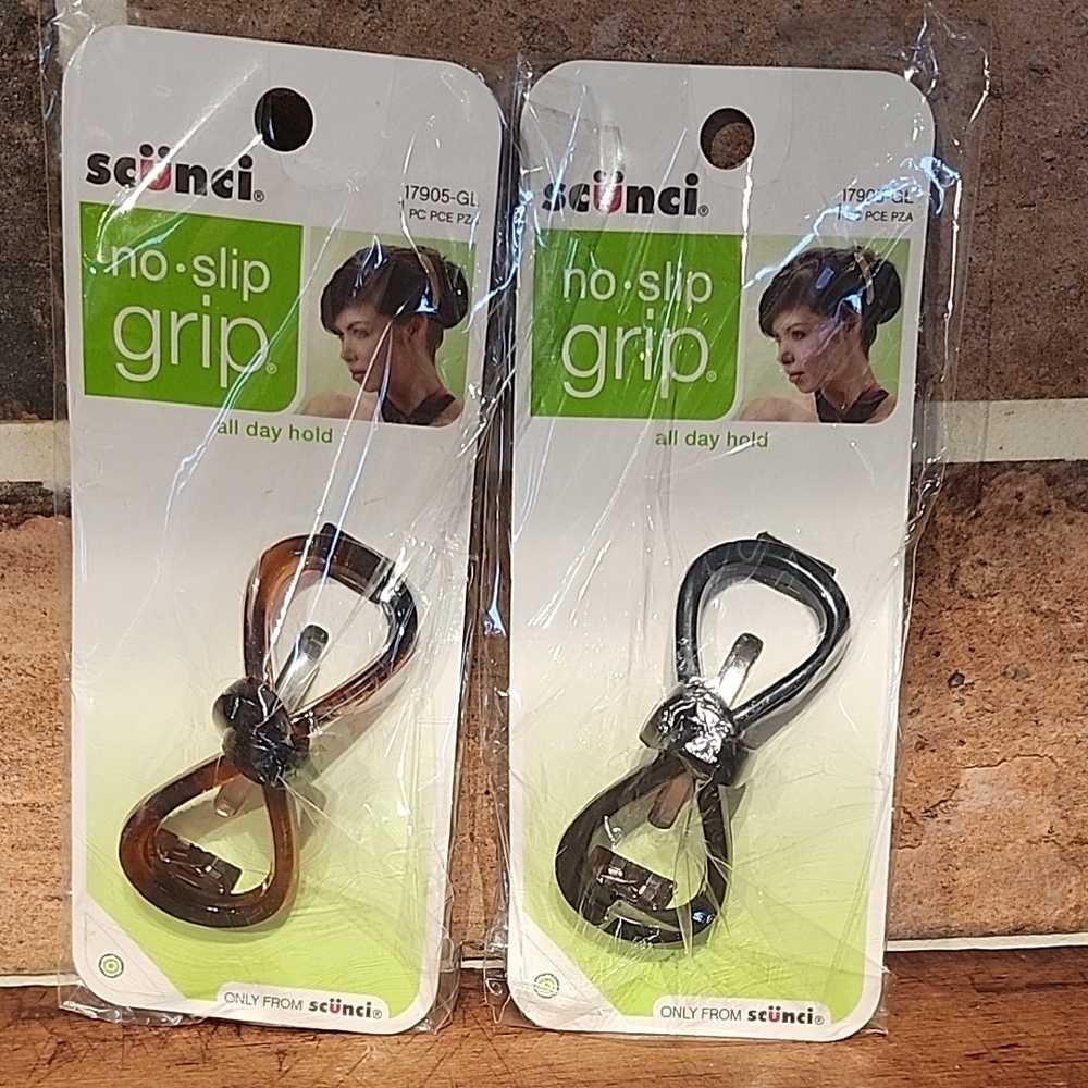 Scunci No-Slip Grip Hair Clip - Black and Brown